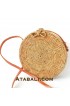 Ata round bag flower pattern with ribbon clip and leather strap